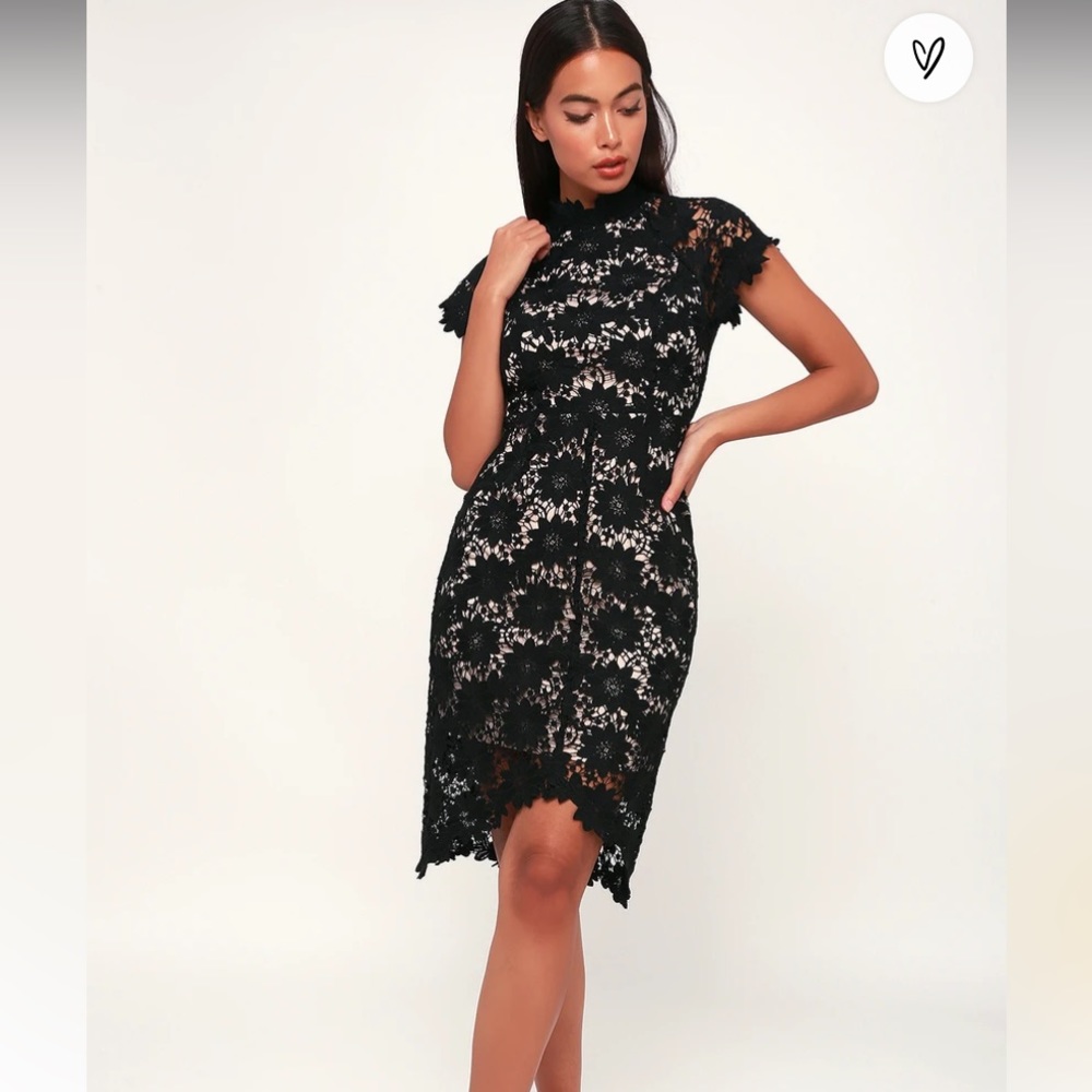 Black lace bodycon dress